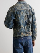 KAPITAL - Embroidered Patchwork Cotton and Linen-Blend Jacket - Blue