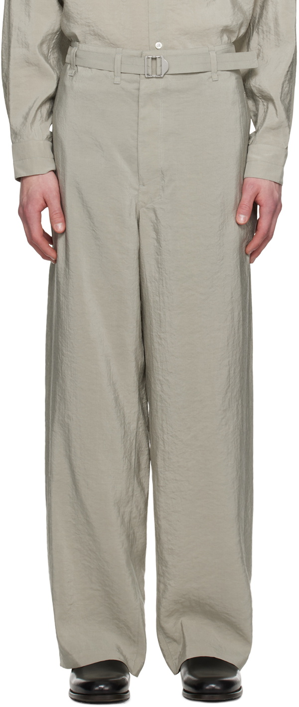 LEMAIRE Gray Seamless Belted Trousers Lemaire