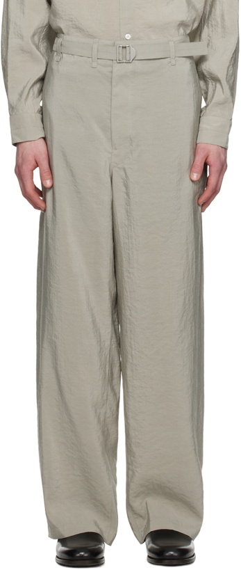 Photo: LEMAIRE Gray Seamless Belted Trousers