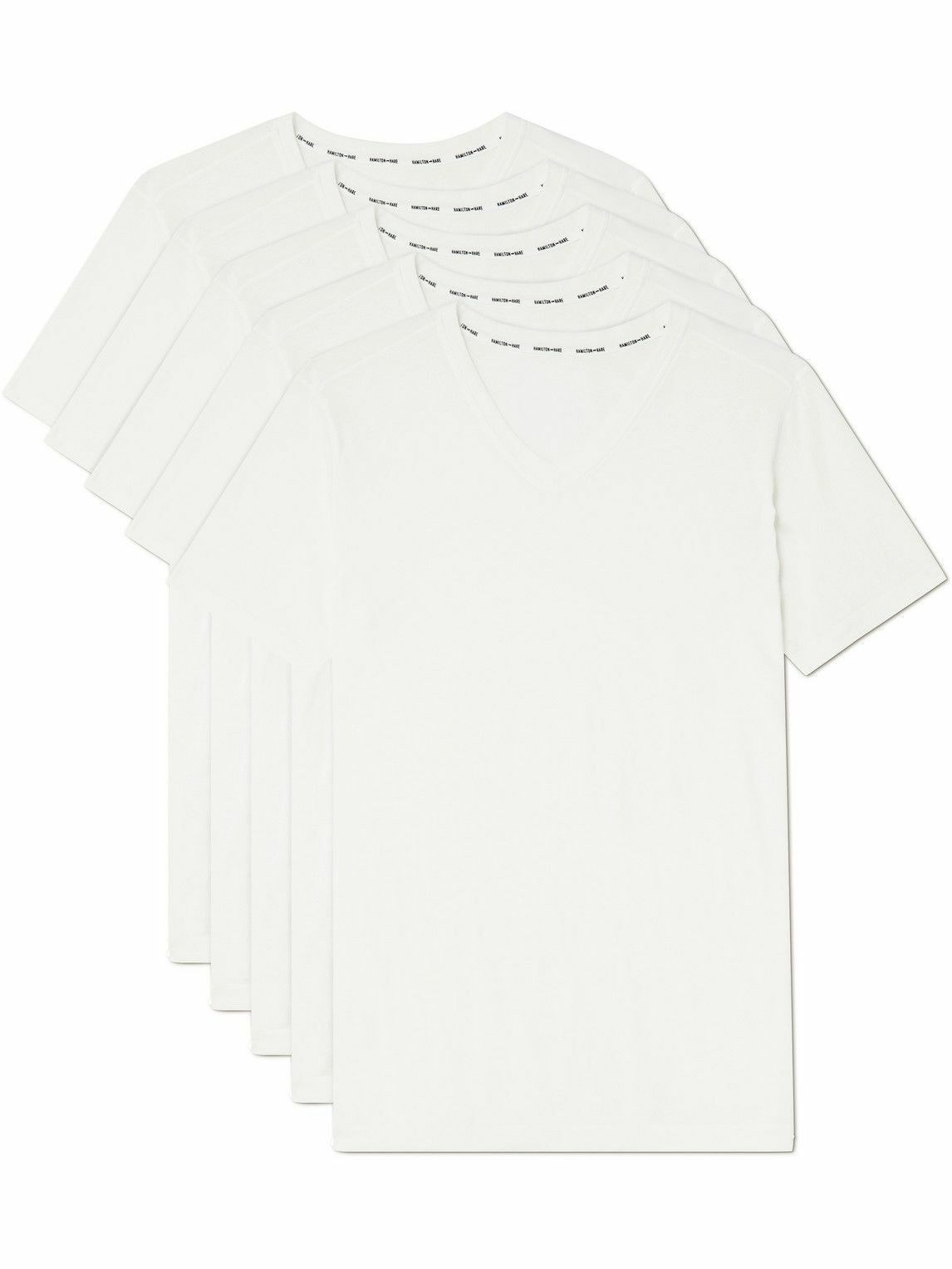 Photo: Hamilton And Hare - Five-Pack Cotton-Jersey T-Shirts - White