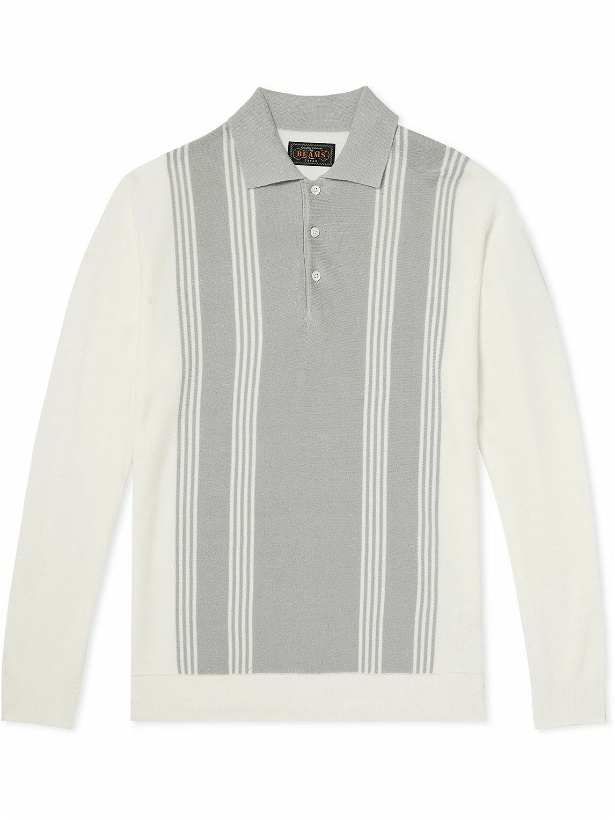 Photo: Beams Plus - Striped Knitted Polo Shirt - Gray