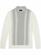 Beams Plus - Striped Knitted Polo Shirt - Gray
