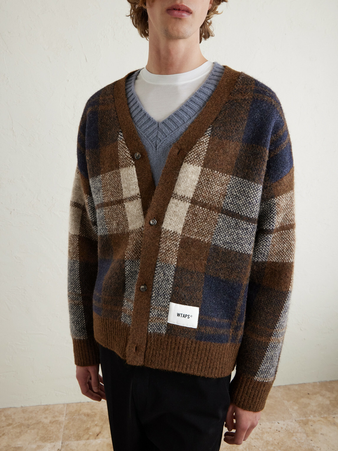 WTAPS - Palmer Logo-Appliquéd Checked Jacquard-Knit Cardigan - Brown