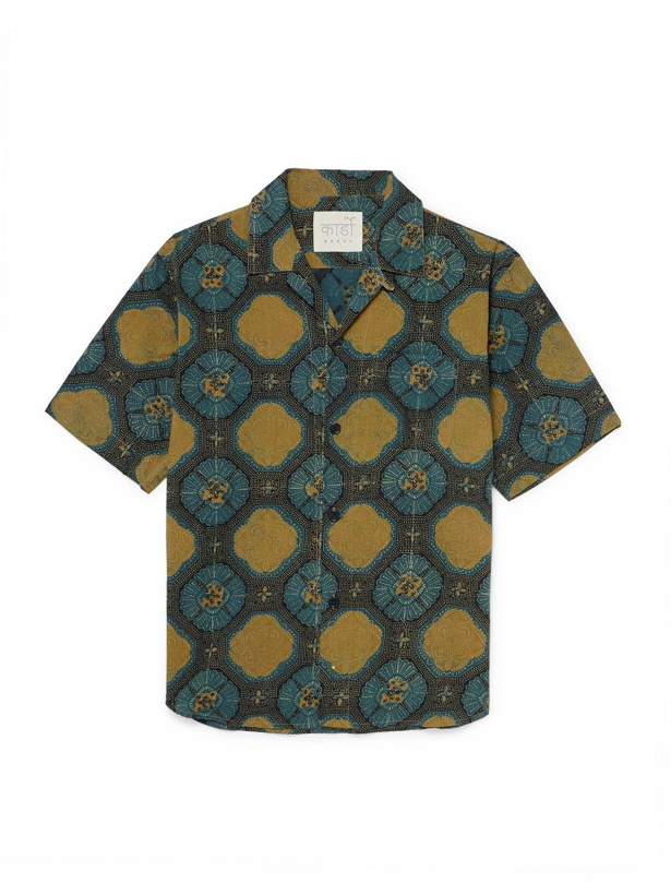 Photo: Kardo - Ronen Convertible-Collar Printed Cotton Shirt - Blue
