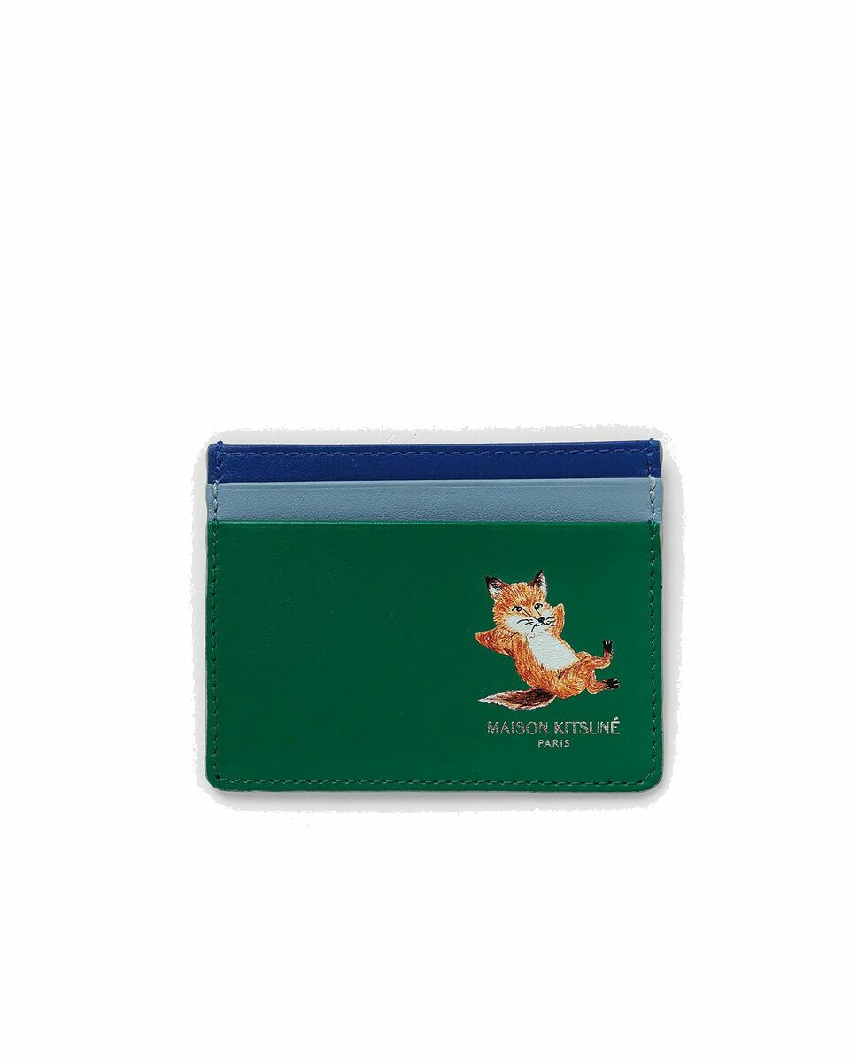 Photo: Maison Kitsune Chillax Card Holder Taille Unique Green - Mens - Wallets