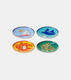 Jonathan Adler Playa set of 4 porcelain coasters