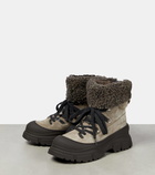 Brunello Cucinelli Shearling-trimmed suede combat boots