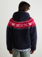 CELINE - Fair Isle Fleece Zip-Up Hoodie - Blue