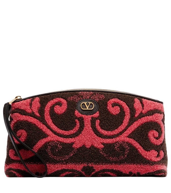 Photo: Valentino Garavani VLogo leather-trimmed terry pouch