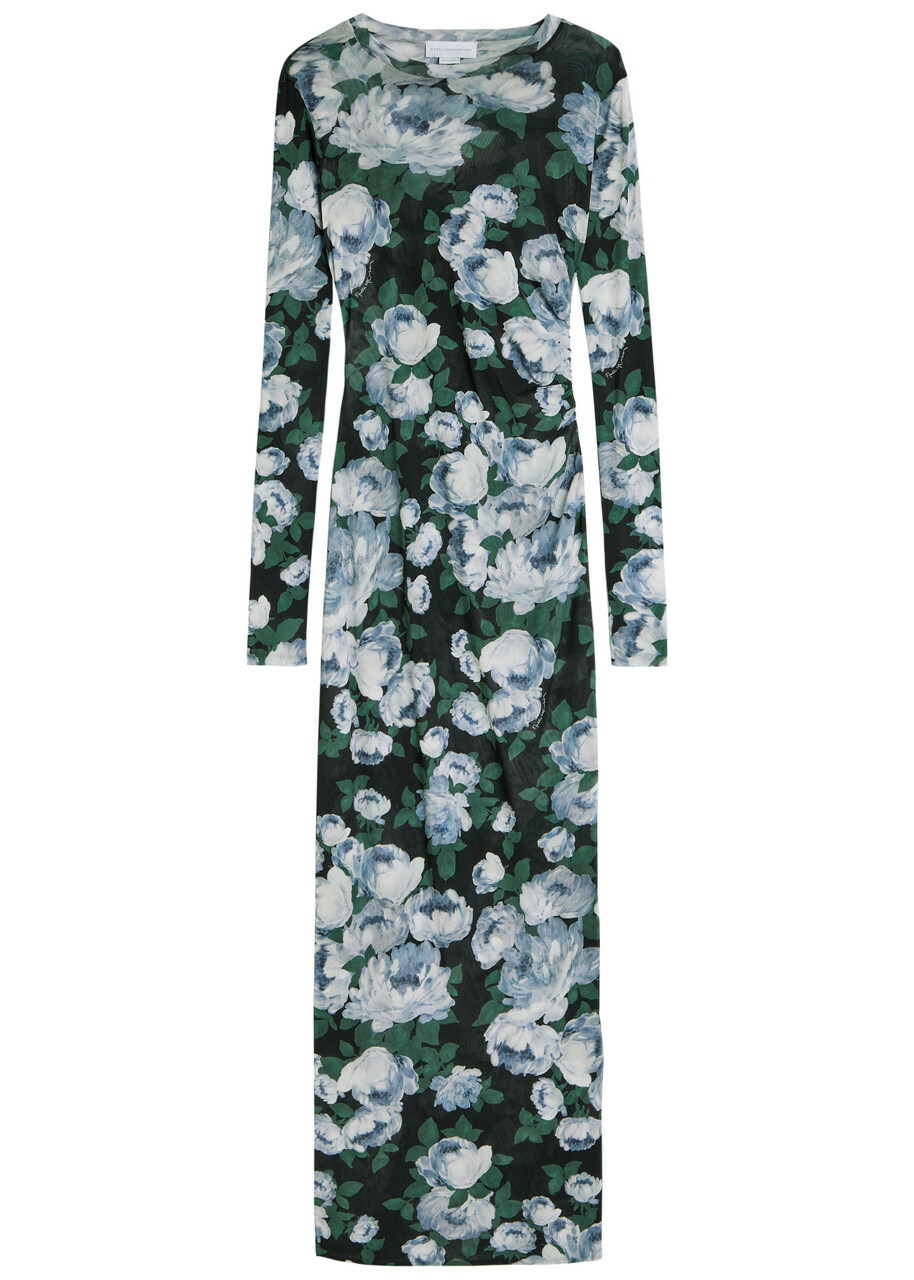 Stella Mccartney Bunch of Roses Floral-print Mesh Maxi Dress Multicoloured 1