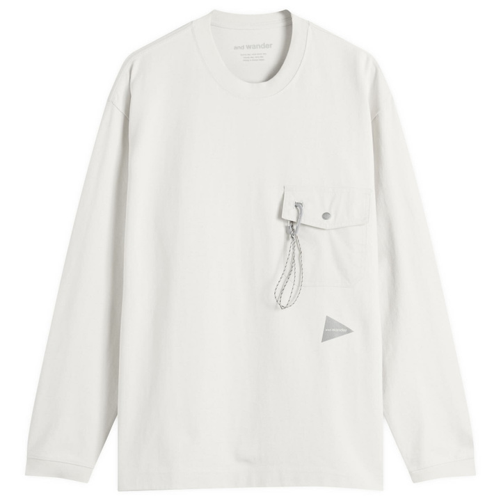 Photo: and wander Men's Heavy Cotton Longsleeve Pocket T-Shirt in Light Grey