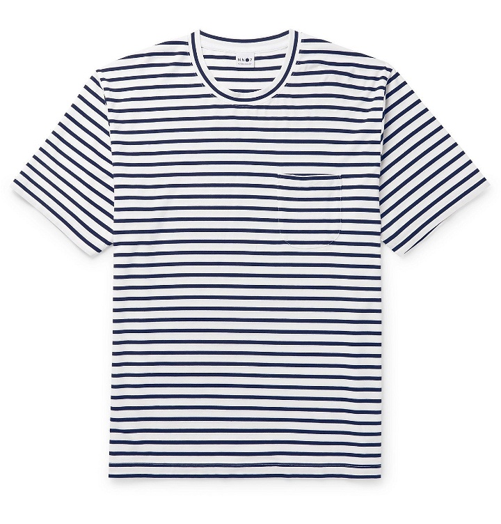 Photo: NN07 - Kurt Striped Cotton-Jersey T-Shirt - Blue