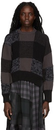 Sacai Grey & Black Check Buffalo Sweater