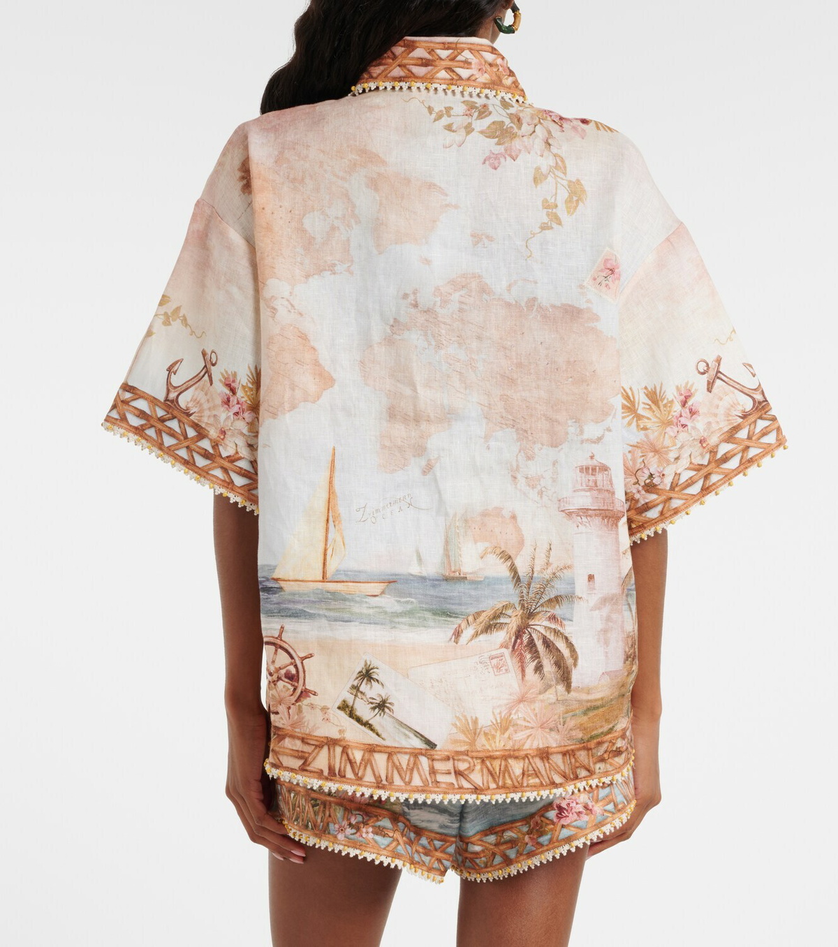 Zimmermann Mahon printed linen bowling shirt