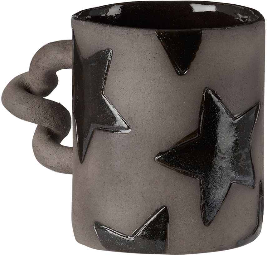 Harlie Brown Studio SSENSE Exclusive Black Star Wiggle Mug