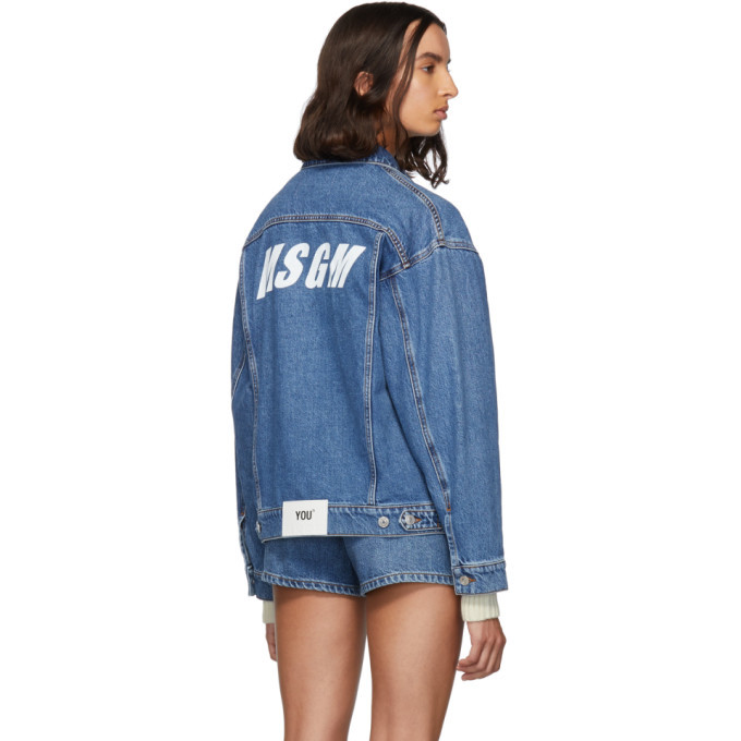 【関税&送料込】Msgm Denim Jacket MSGM Blue Denim Stamped Jacket MSGM