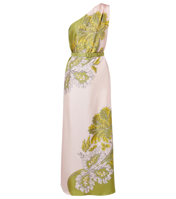 Photo: La DoubleJ Roy floral one-shoulder silk twill maxi dress