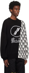 We11done Black & White Paneled Sweater