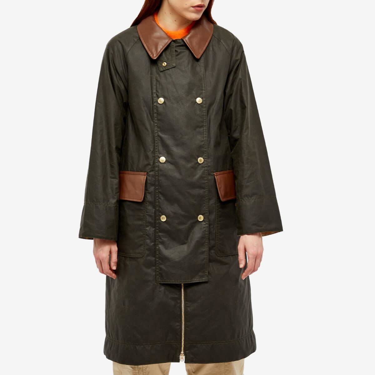 Barbour Women's Bearden Long Wax Jacket in Archive Olive/Ancient