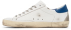 Golden Goose White & Blue Super-Star Classic Sneakers