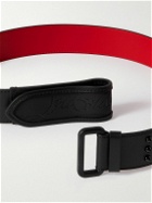 Christian Louboutin - 4cm Logo-Debossed Studded Rubber-Trimmed Leather Belt - Black
