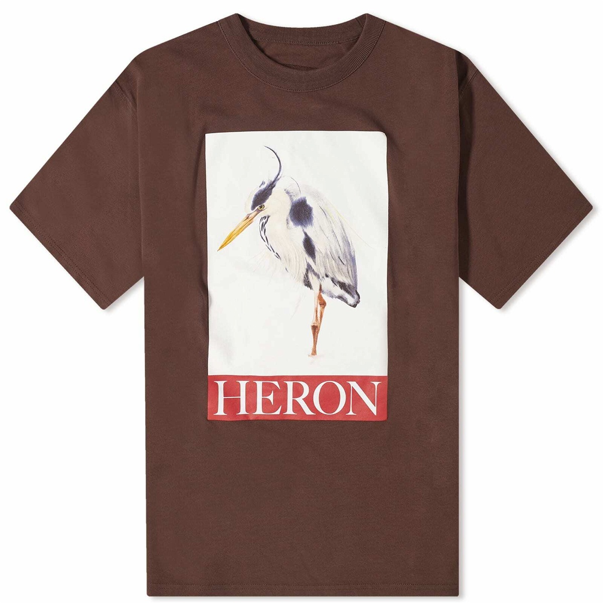 Photo: Heron Preston Men's Heron Bird Painted T-Shirt in Brown