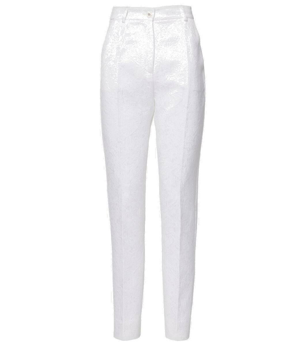 Dolce & Gabbana Black Floral Brocade Capri Pants