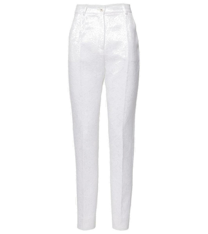 Photo: Dolce&Gabbana Cotton-blend brocade slim pants