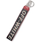 Off-White - Leather-Trimmed Logo-Jacquard Webbing Key Fob - Gray