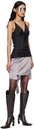 Liza Keane Silver Pyjama Miniskirt