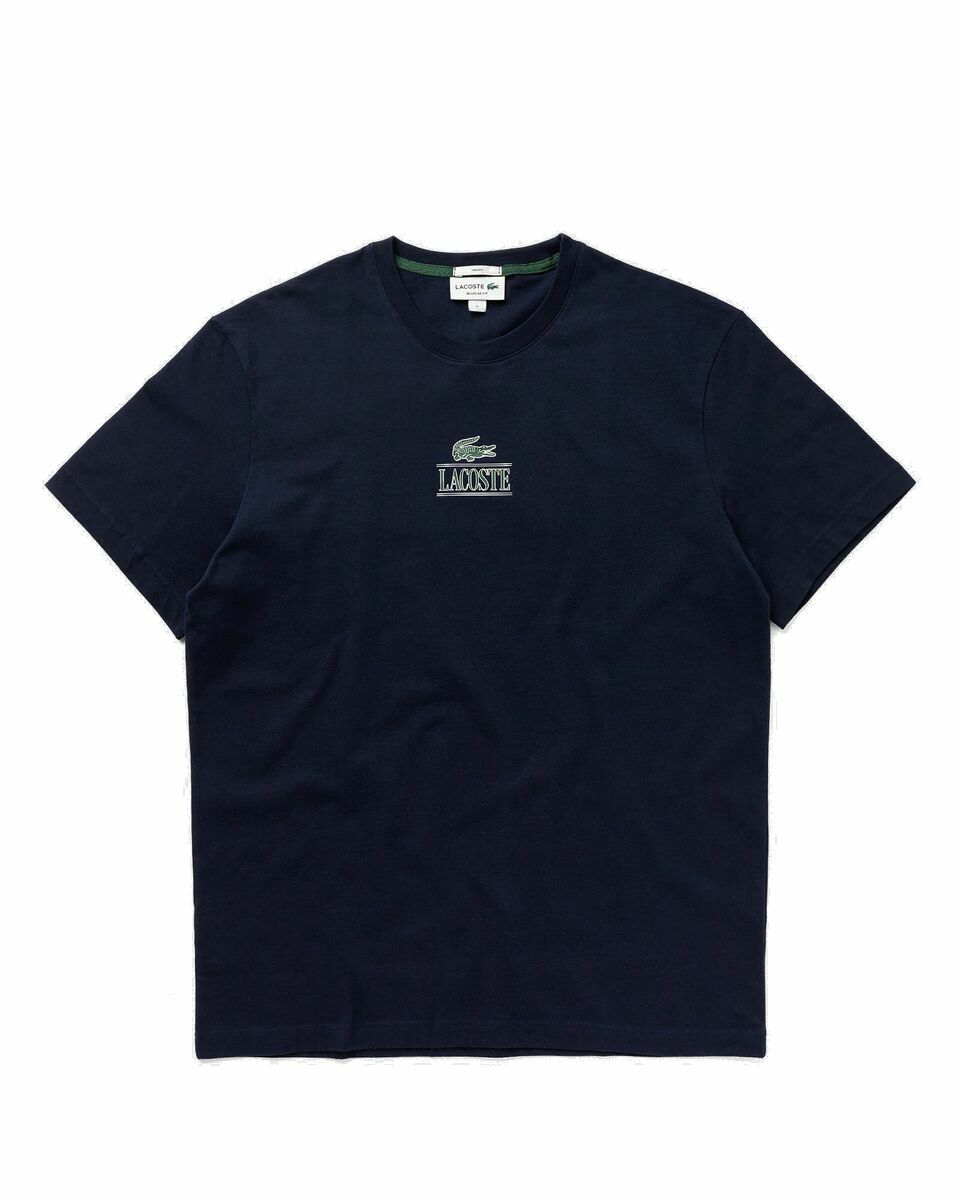 Photo: Lacoste Regular Fit Cotton Jersey Branded T Shirt Blue - Mens - Shortsleeves