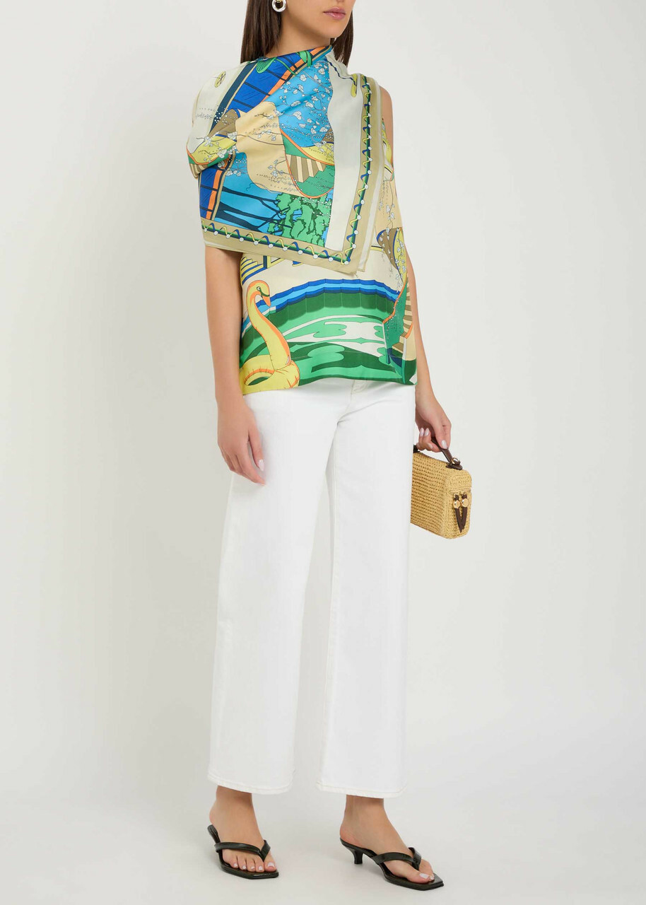 Tory Burch Printed Scarf-effect Silk top Multicoloured