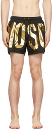 Moschino Black & Gold Logo Swim Shorts
