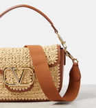 Valentino Garavani Alltime Small raffia and leather shoulder bag