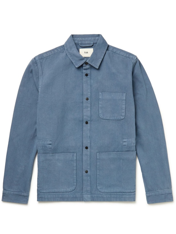 Photo: FOLK - Assembly Garment-Dyed Cotton-Twill Field Jacket - Blue