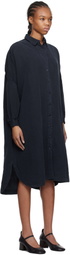 CASEY CASEY Navy Yuki Lounge Shirt Midi Dress