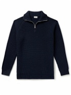 Ghiaia Cashmere - Ribbed Wool Half-Zip Sweater - Blue