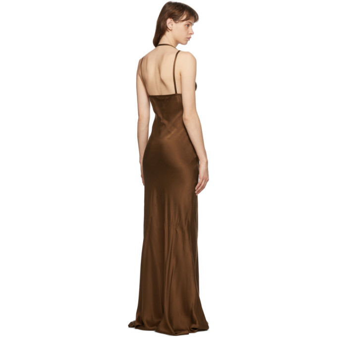 Haider Ackermann Brown Silk Dali Long Dress Haider Ackermann