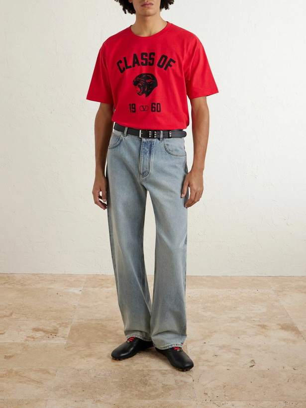 Photo: Valentino Garavani - Logo-Print Cotton-Jersey T-Shirt - Red