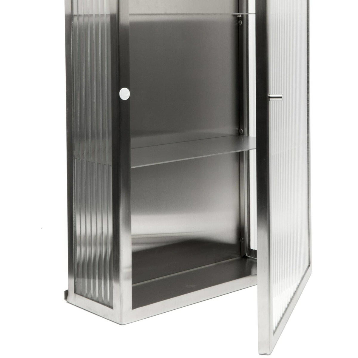 ferm LIVING Haze Wall Cabinet - Reeded Glass in Stainless Steel 