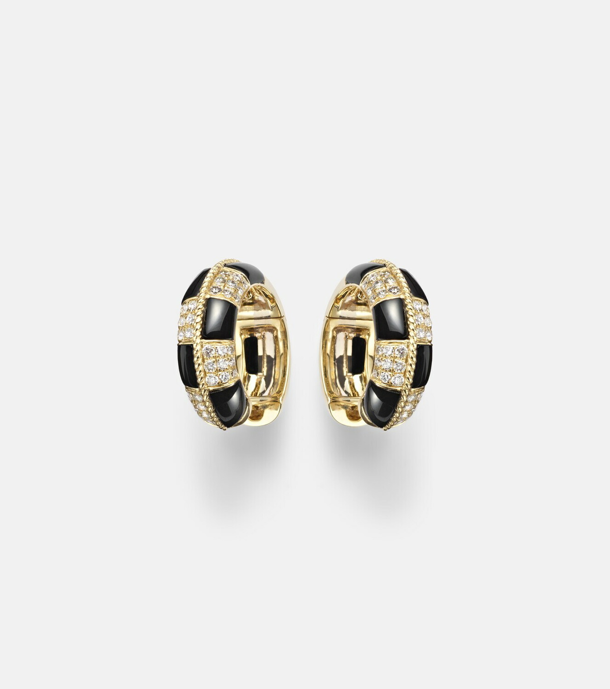 Yvonne Léon Mini 9kt gold earrings with diamonds and onyx