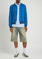 Ymc Rat Pack Knitted Cardigan Blue