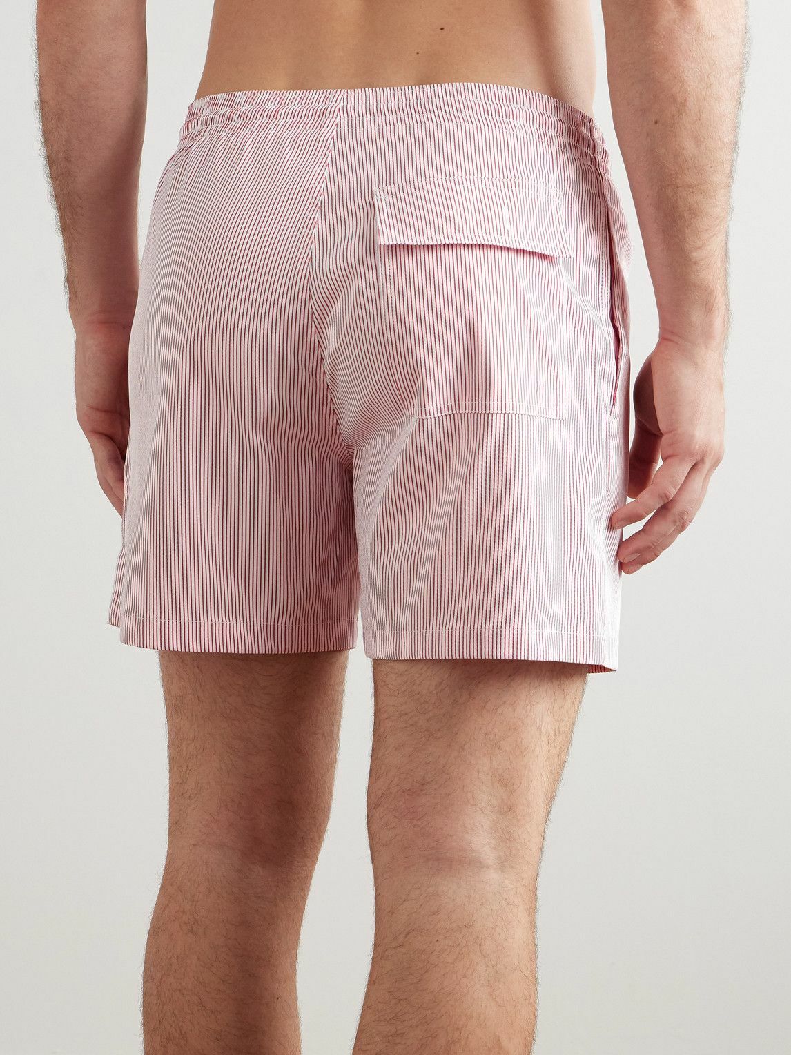 Loro Piana - Daneu Straight-Leg Mid-Length Striped Swim Shorts - Red