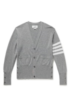 Thom Browne - Slim-Fit Striped Grosgrain-Trimmed Mélange Cashmere Cardigan - Gray