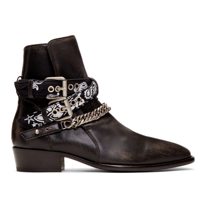 Photo: Amiri Black Bandana Buckle Boots