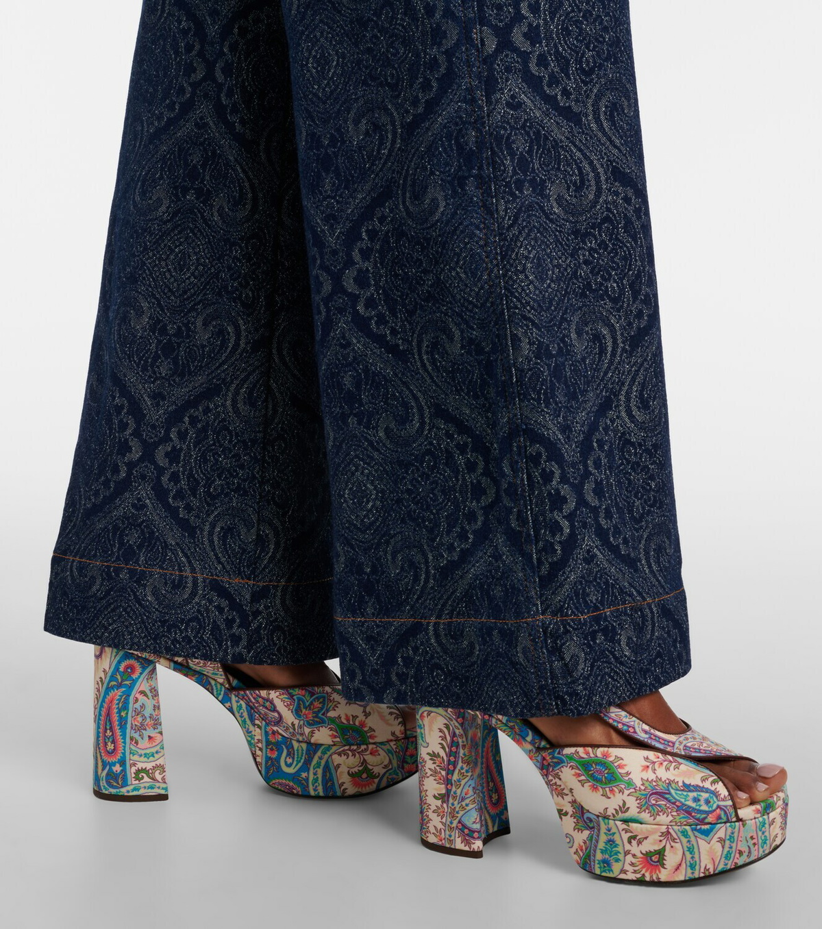 Etro 120 paisley canvas platform sandals