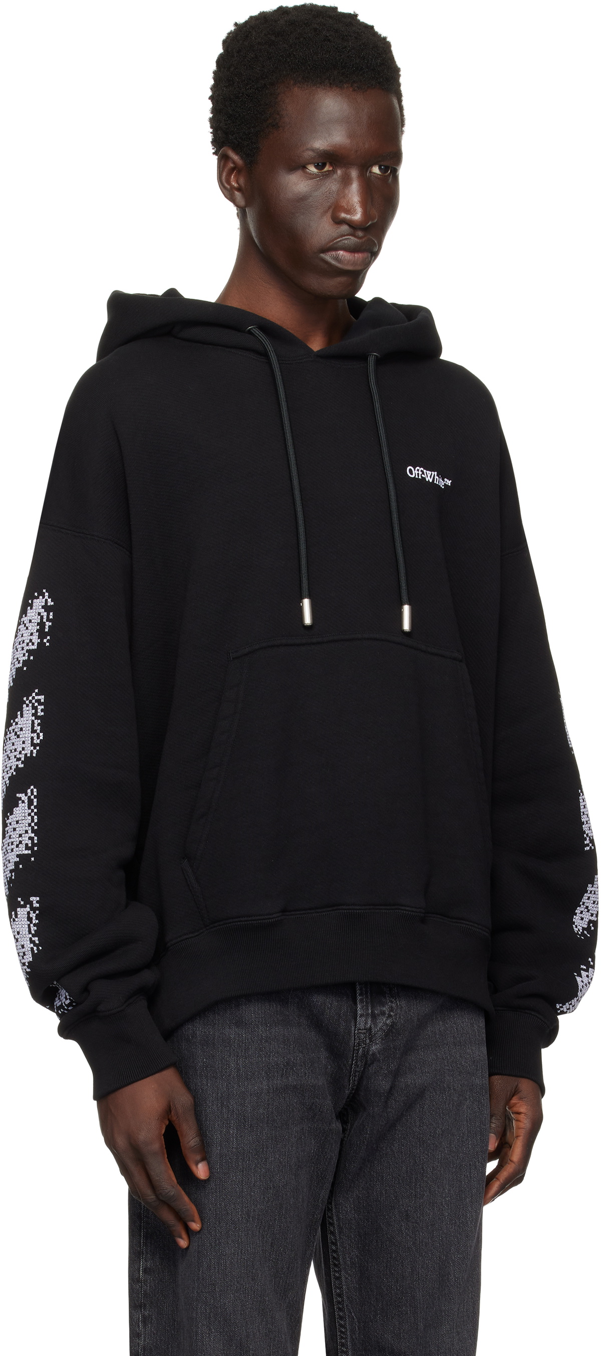 Off-White Black Pixel Diag Skate Hoodie Off-White