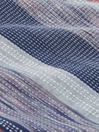 Kardo - Camp-Collar Embroidered Striped Cotton Shirt - Blue