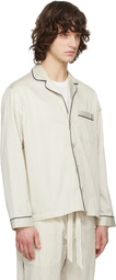 Tekla Beige Sateen Long-Sleeved Pyjama Shirt