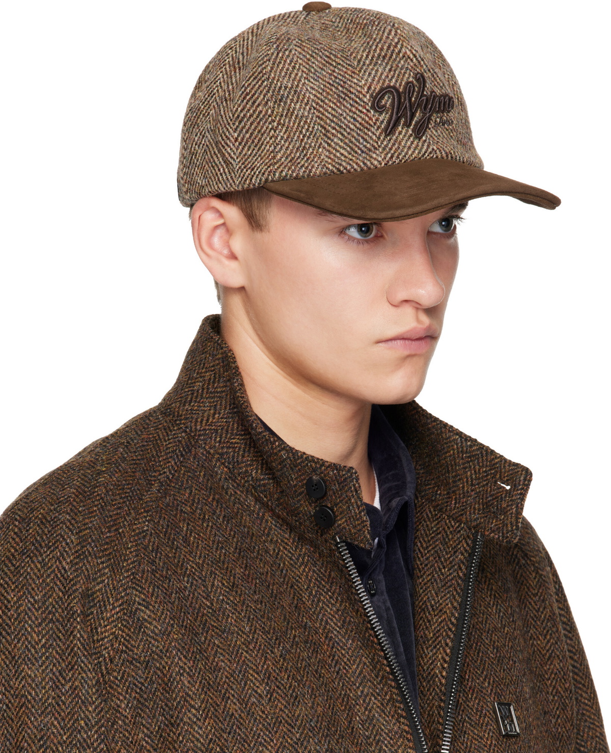 WOOYOUNGMI Brown Herringbone Cap